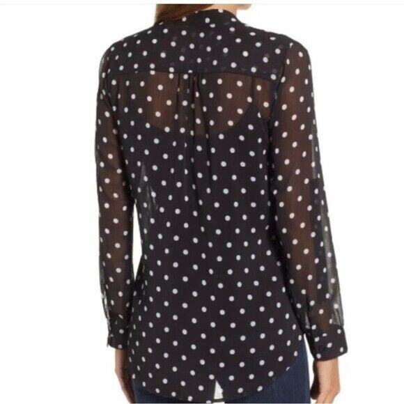Kut from the Cloth black/white polka dot full button up chest pockets SZ M - Picture 4 of 12